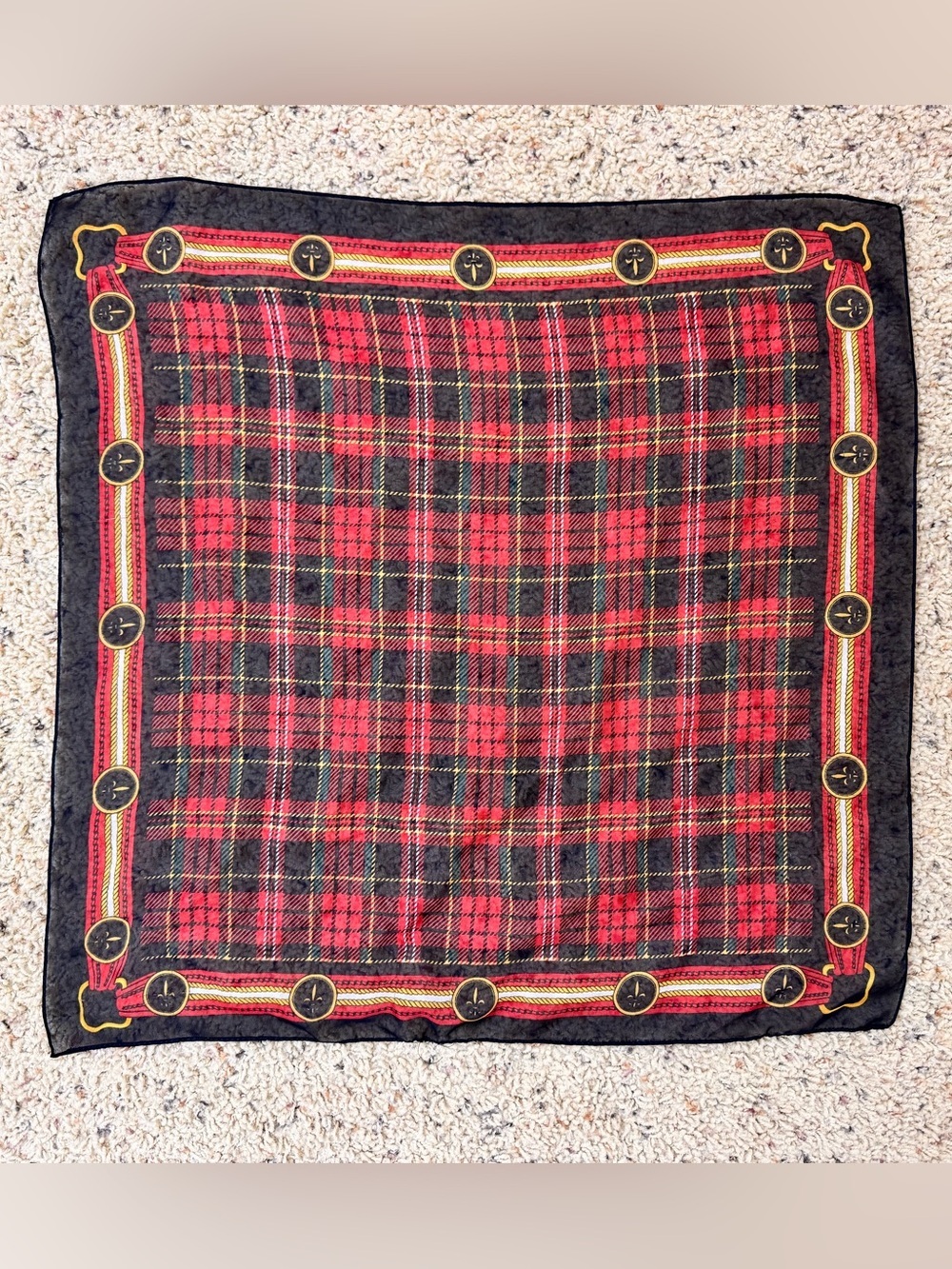 Plaid Scarf with Gold Accent